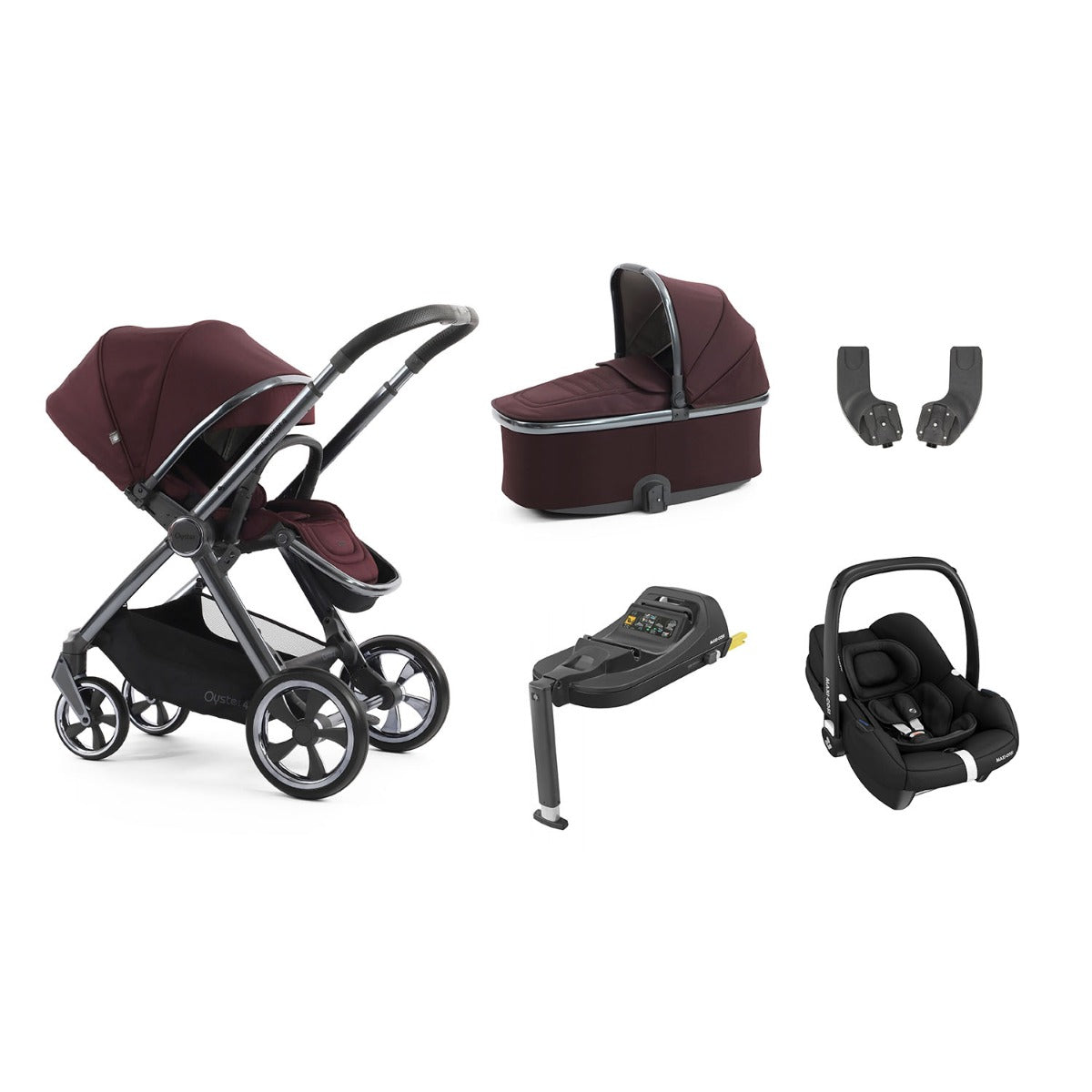BabyStyle Oyster 4 Essential 5 Piece Maxi-Cosi Cabriofix i-Size Bundle - Mulberry