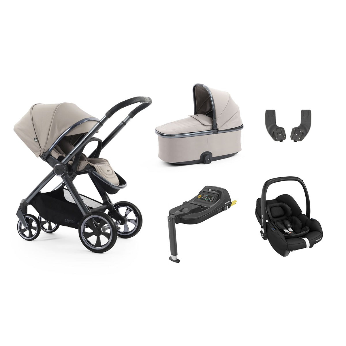 BabyStyle Oyster 4 Essential 5 Piece Maxi-Cosi Cabriofix i-Size Bundle - Stone