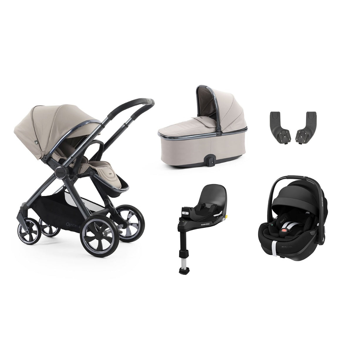BabyStyle Oyster 4 Essential 5 Piece Maxi-Cosi Pebble 360 Pro2 Bundle - Stone