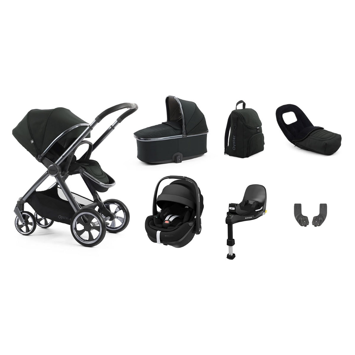 BabyStyle Oyster 4 Luxury 7 Piece Maxi-Cosi Pebble 360 Pro2 Bundle - Black Olive