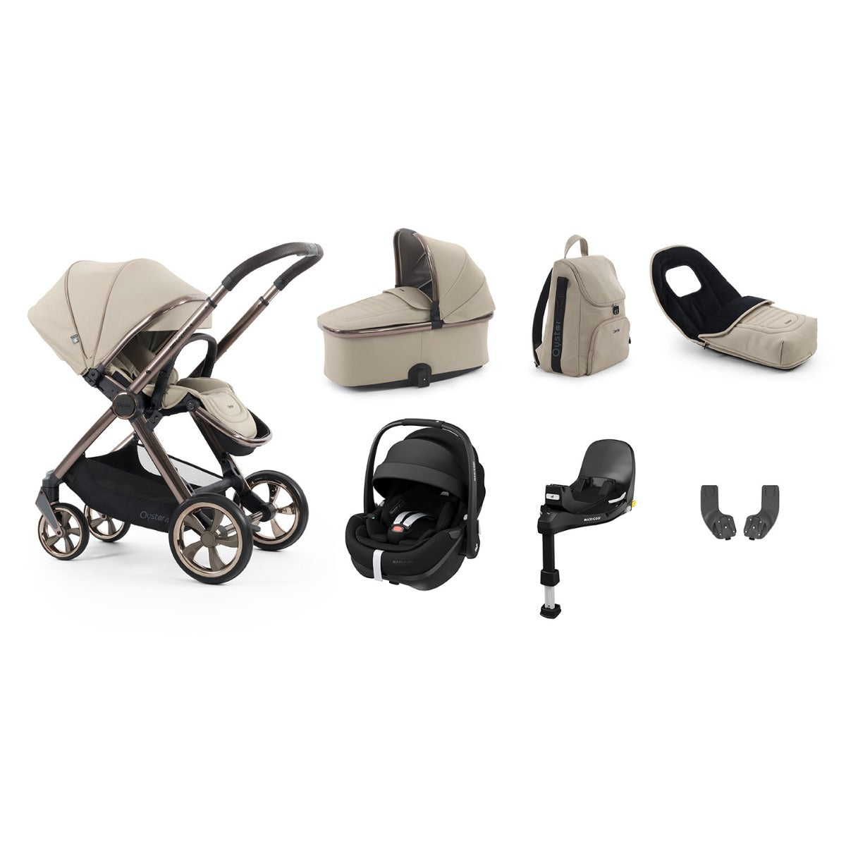 BabyStyle Oyster 4 Luxury 7 Piece Maxi-Cosi Pebble 360 Pro2 Bundle - Buttermilk