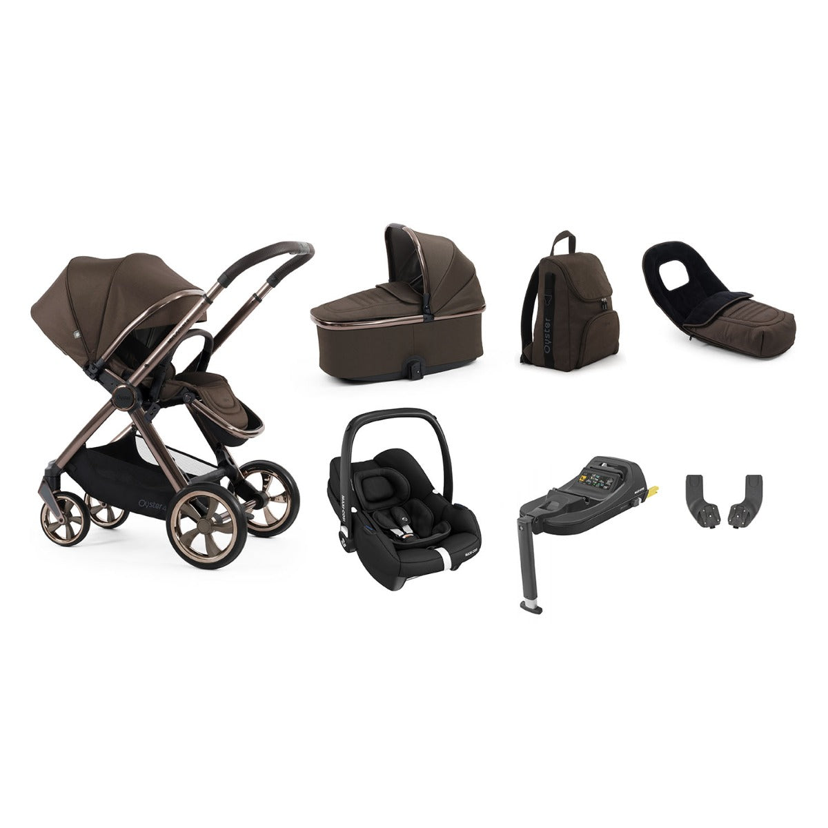 BabyStyle Oyster 4 Luxury 7 Piece Maxi-Cosi Cabriofix i-Size Bundle - Chocolate Velvet