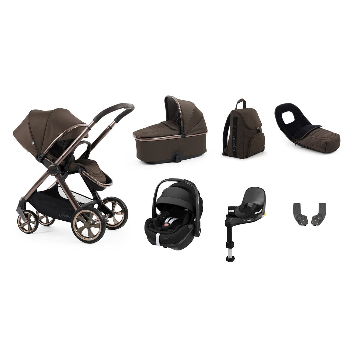 BabyStyle Oyster 4 Luxury 7 Piece Maxi-Cosi Pebble 360 Pro2 Bundle - Chocolate Velvet