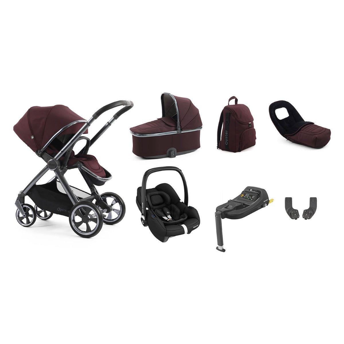 BabyStyle Oyster 4 Luxury 7 Piece Maxi-Cosi Cabriofix i-Size Bundle - Mulberry