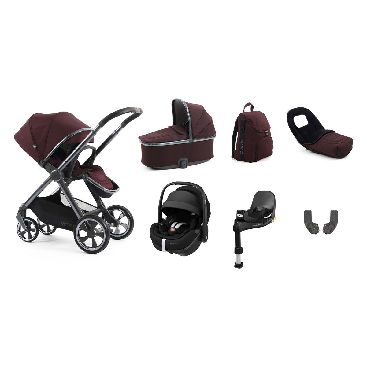 BabyStyle Oyster 4 Luxury 7 Piece Maxi-Cosi Pebble 360 Pro2 Bundle - Mulberry