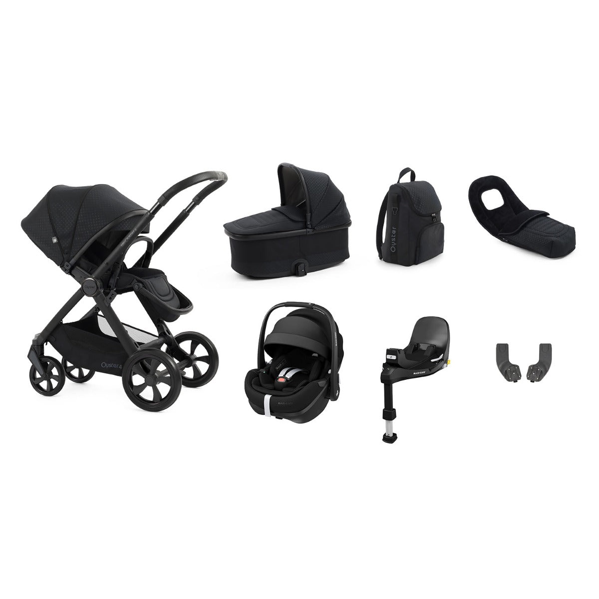 BabyStyle Oyster 4 Luxury 7 Piece Maxi-Cosi Pebble 360 Pro2 Bundle - Raven