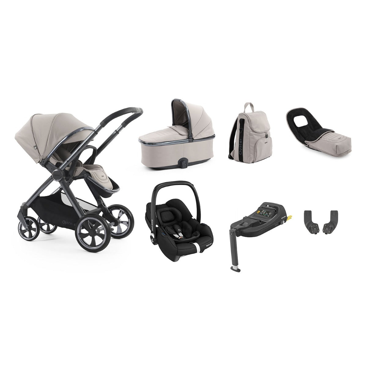 BabyStyle Oyster 4 Luxury 7 Piece Maxi-Cosi Cabriofix i-Size Bundle - Stone