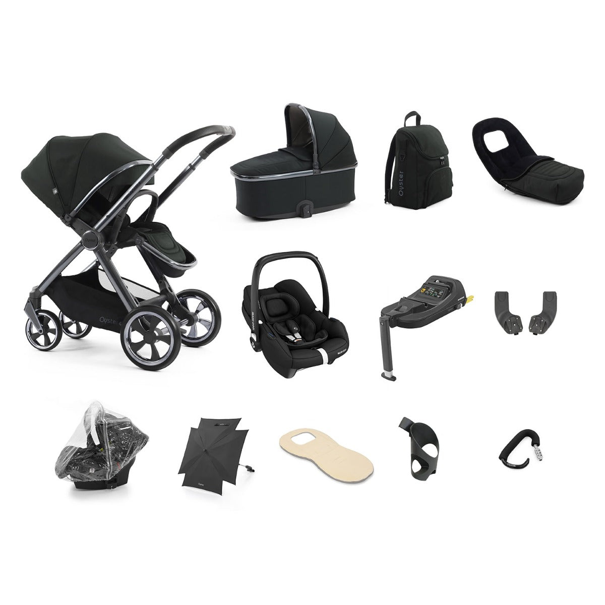 BabyStyle Oyster 4 Ultimate 12 Piece Maxi-Cosi Cabriofix i-Size Bundle - Black Olive