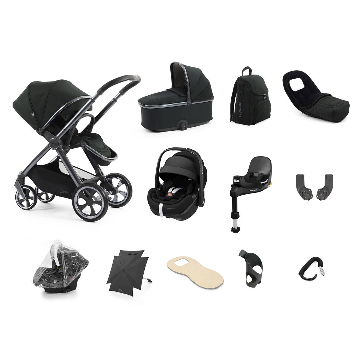 BabyStyle Oyster 4 Ultimate 12 Piece Maxi-Cosi Pebble 360 Pro2 Bundle - Black Olive