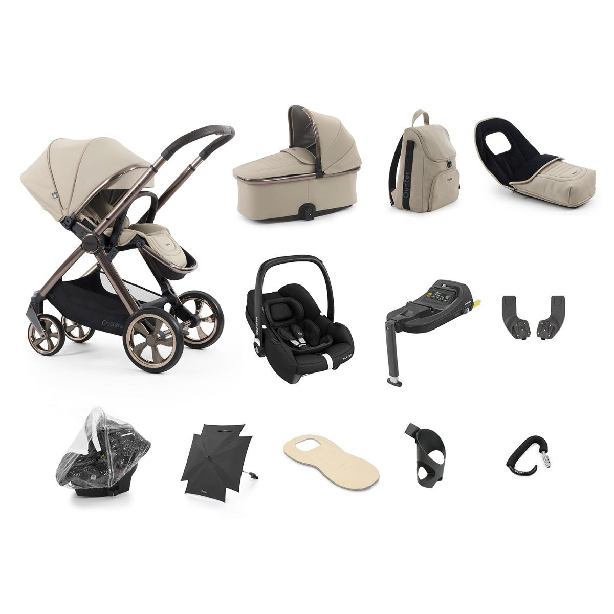 BabyStyle Oyster 4 Ultimate 12 Piece Maxi-Cosi Cabriofix i-Size Bundle - Buttermilk