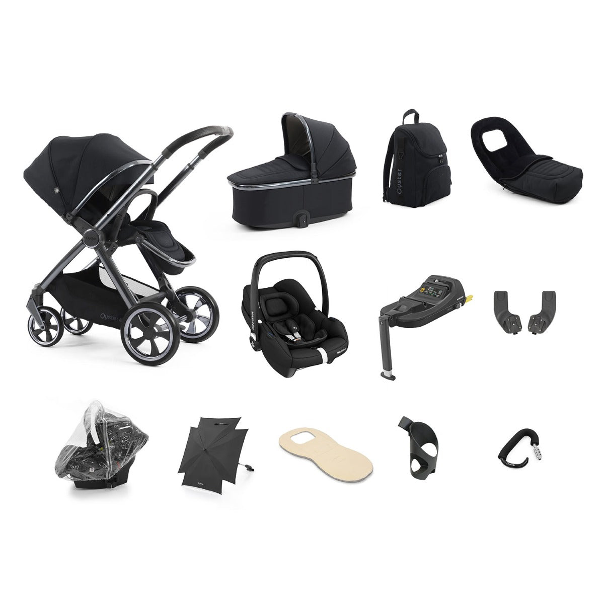 BabyStyle Oyster 4 Ultimate 12 Piece Maxi-Cosi Cabriofix i-Size Bundle - Carbonite