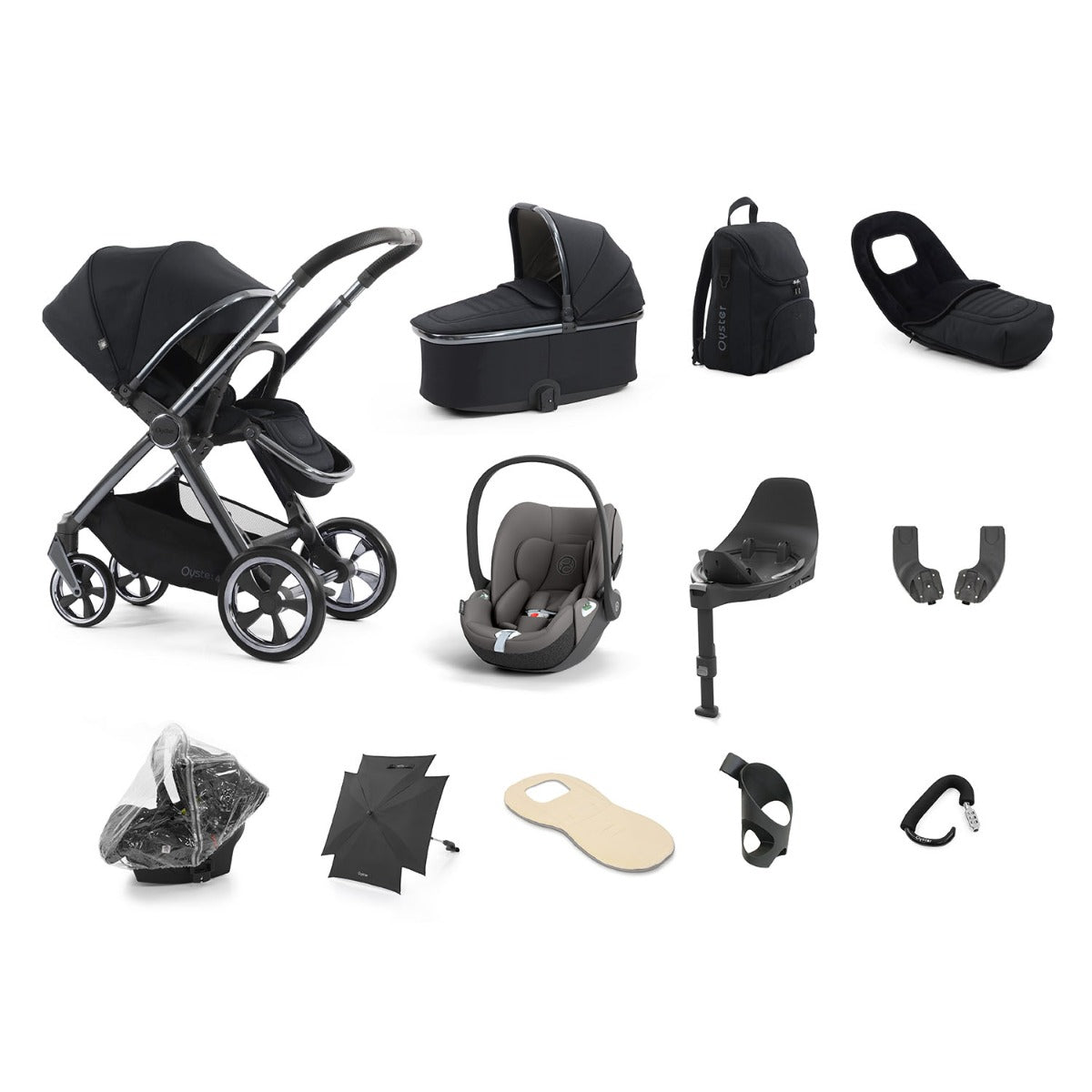 BabyStyle Oyster 4 Ultimate 12 Piece Cybex Cloud T Bundle - Carbonite