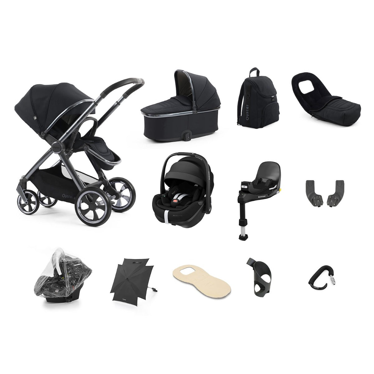 BabyStyle Oyster 4 Ultimate 12 Piece Maxi-Cosi Pebble 360 Pro2 Bundle - Carbonite