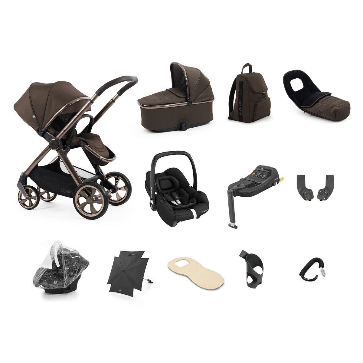 BabyStyle Oyster 4 Ultimate 12 Piece Maxi-Cosi Cabriofix i-Size Bundle - Chocolate Velvet