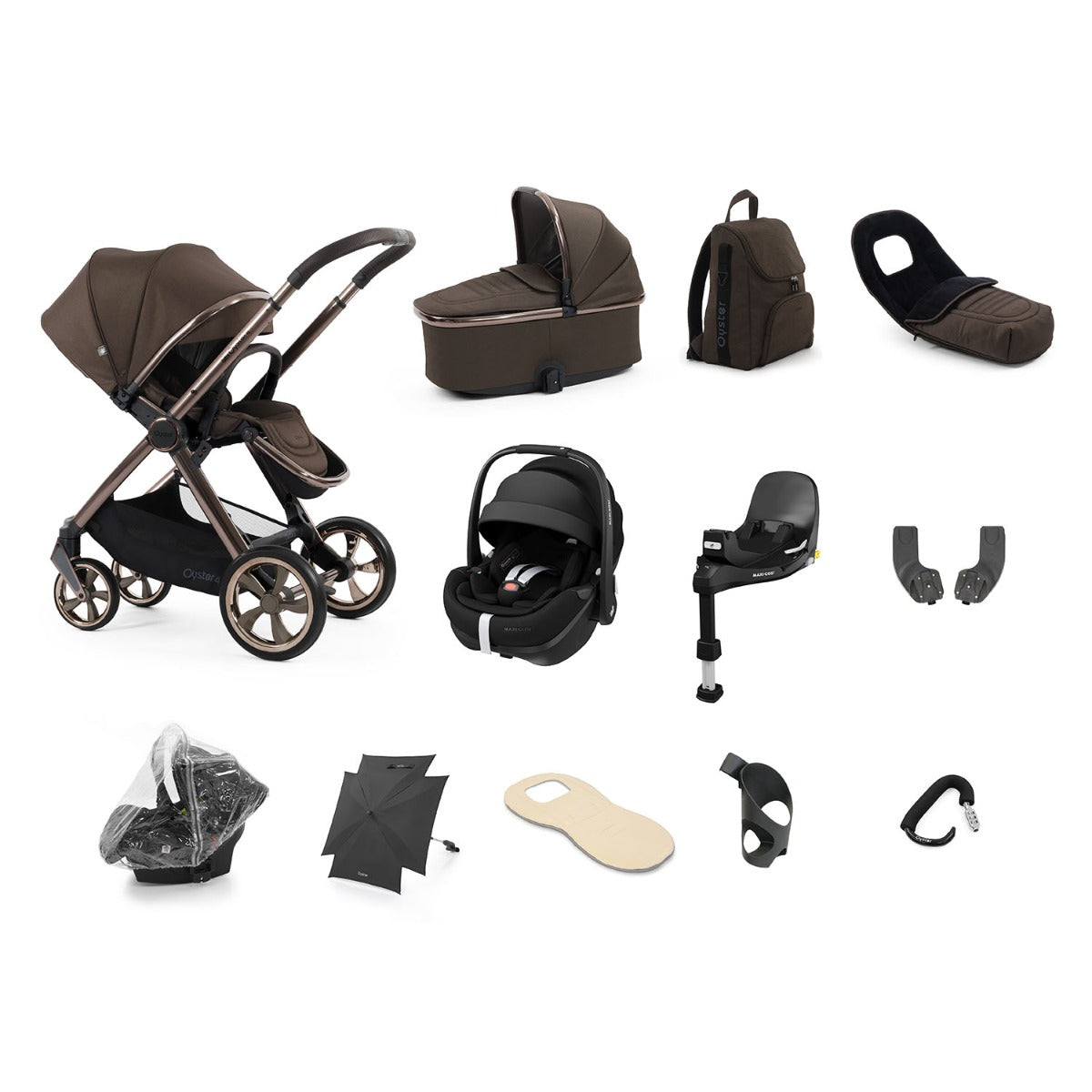 BabyStyle Oyster 4 Ultimate 12 Piece Maxi-Cosi Pebble 360 Pro2 Bundle - Chocolate Velvet