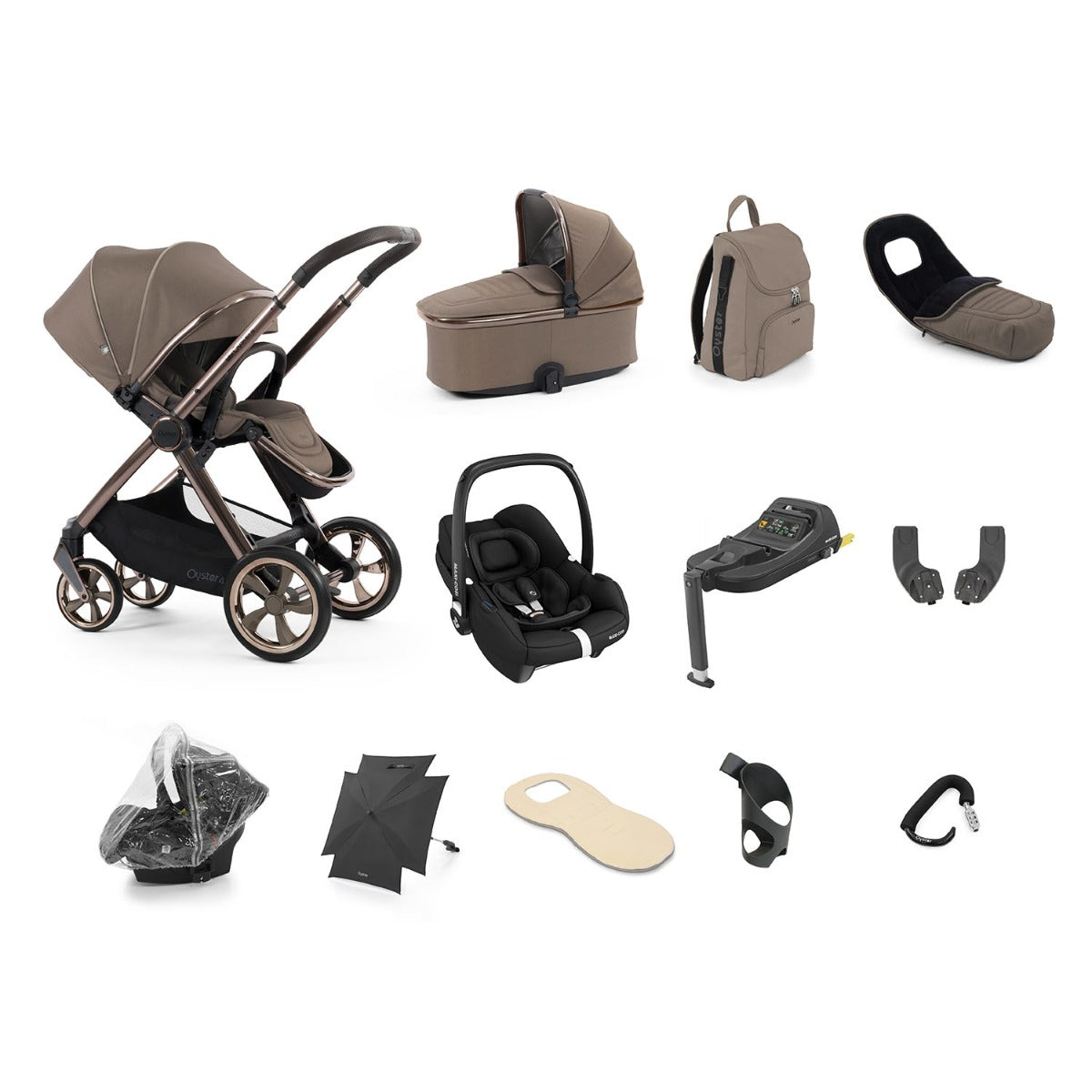 BabyStyle Oyster 4 Ultimate 12 Piece Maxi-Cosi Cabriofix i-Size Bundle - Mink