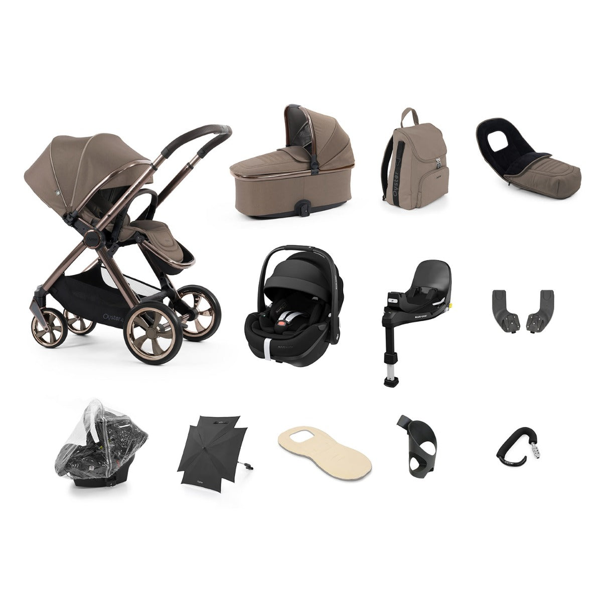 BabyStyle Oyster 4 Ultimate 12 Piece Maxi-Cosi Pebble 360 Pro2 Bundle - Mink