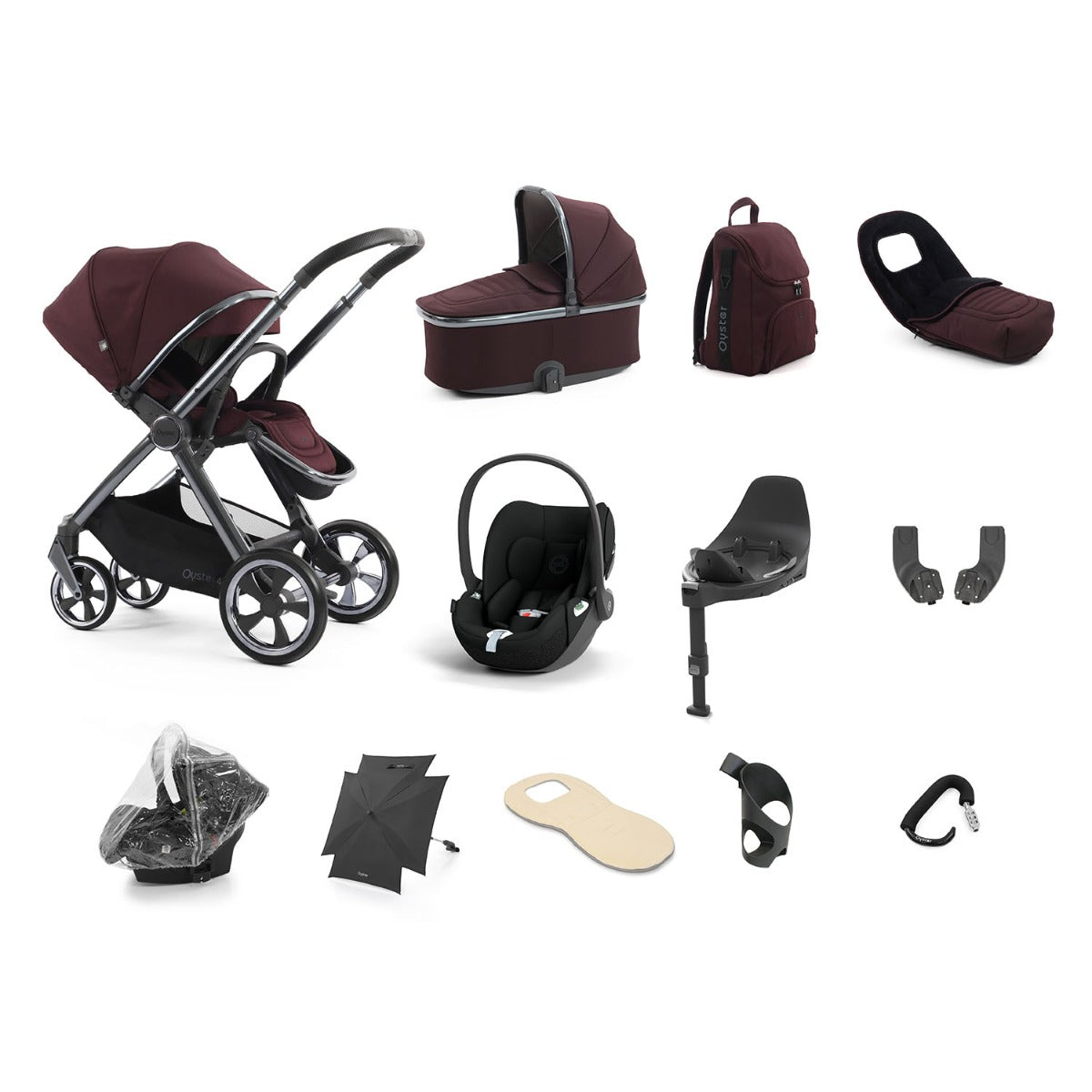 BabyStyle Oyster 4 Ultimate 12 Piece Cybex Cloud T Bundle - Mulberry