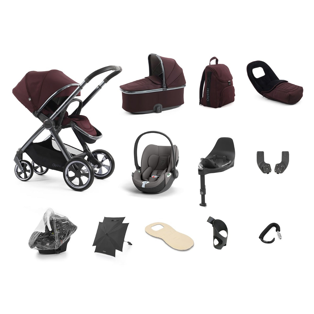 BabyStyle Oyster 4 Ultimate 12 Piece Cybex Cloud T Bundle - Mulberry