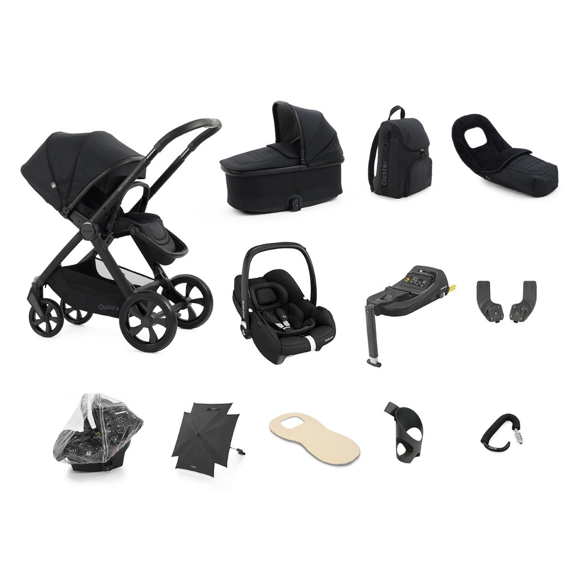 BabyStyle Oyster 4 Ultimate 12 Piece Maxi-Cosi Cabriofix i-Size Bundle - Raven