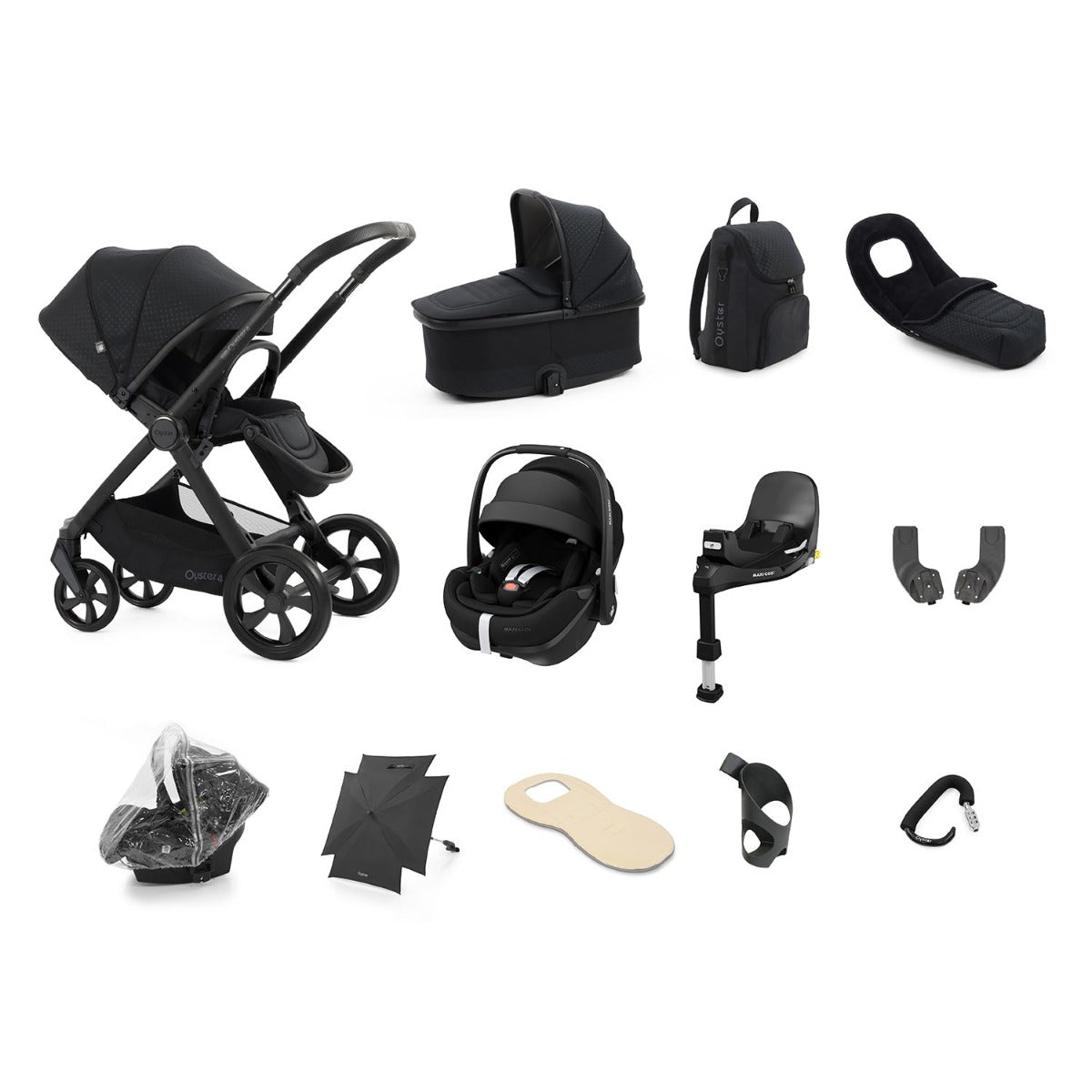 BabyStyle Oyster 4 Ultimate 12 Piece Maxi-Cosi Pebble 360 Pro2 Bundle - Raven