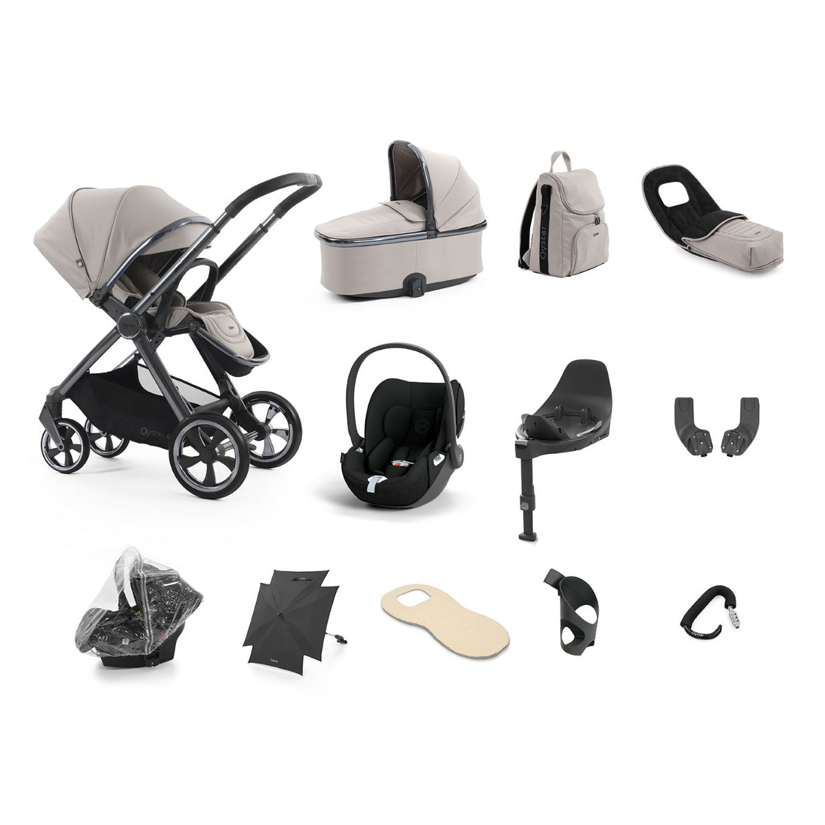 BabyStyle Oyster 4 Ultimate 12 Piece Cybex Cloud T Bundle - Stone