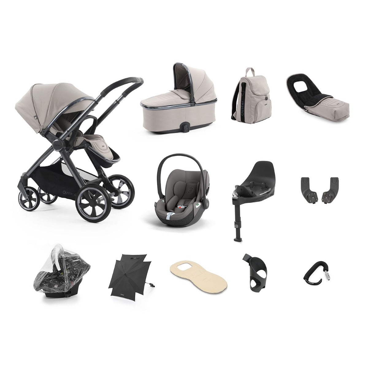 BabyStyle Oyster 4 Ultimate 12 Piece Cybex Cloud T Bundle - Stone