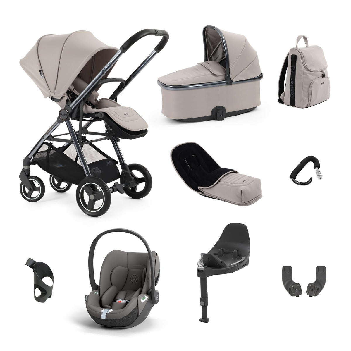 BabyStyle Oyster Gravity+ 9 Piece Cybex Cloud T Bundle - Stone