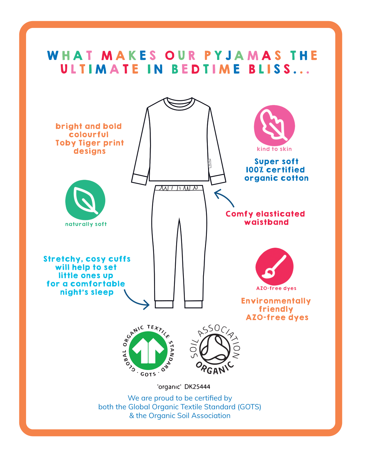Toby Tiger Organic Heart Print Pyjamas