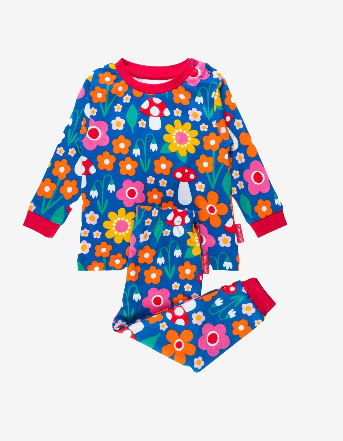 Toby Tiger Organic Floral Mushroom Print Pyjamas
