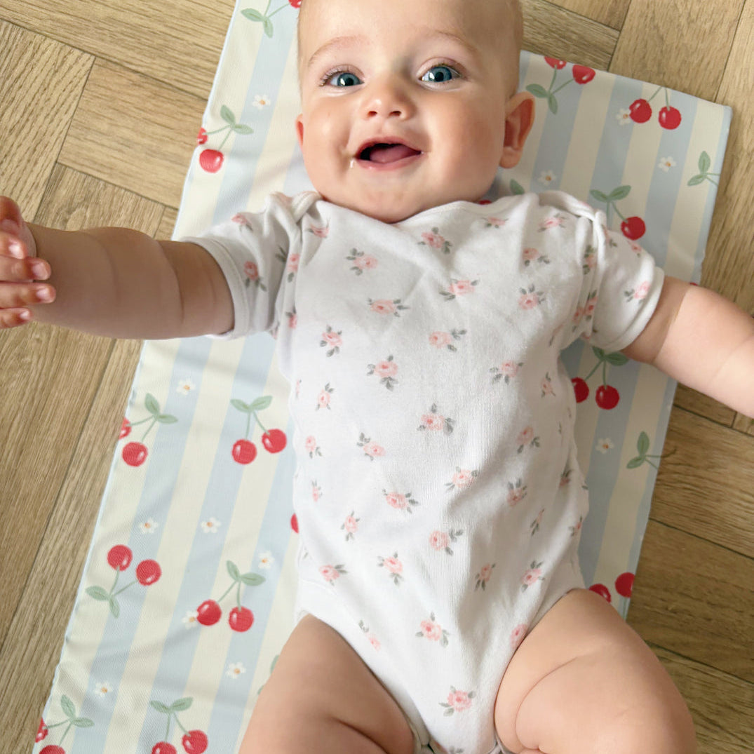 Travel Changing Mat - Cherry Stripe