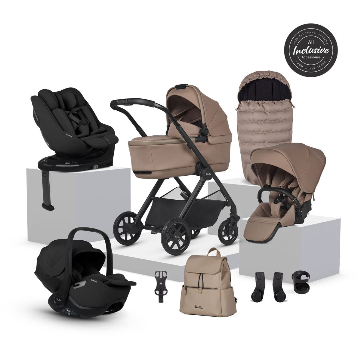Silver Cross Reef 2 Ultimate 360 Family Car Seat Bundle - Mocha