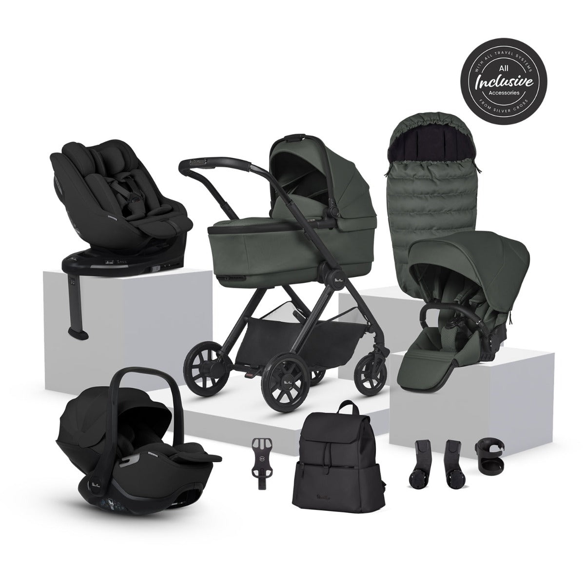Silver Cross Reef 2 Ultimate 360 Family Car Seat Bundle - Pewter