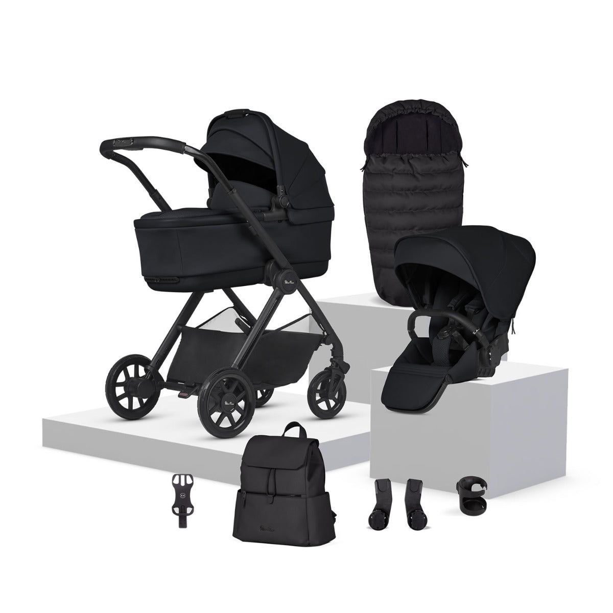 Silver Cross Reef 2 with First Bed Folding Carrycot and Accessory Bundle - Space