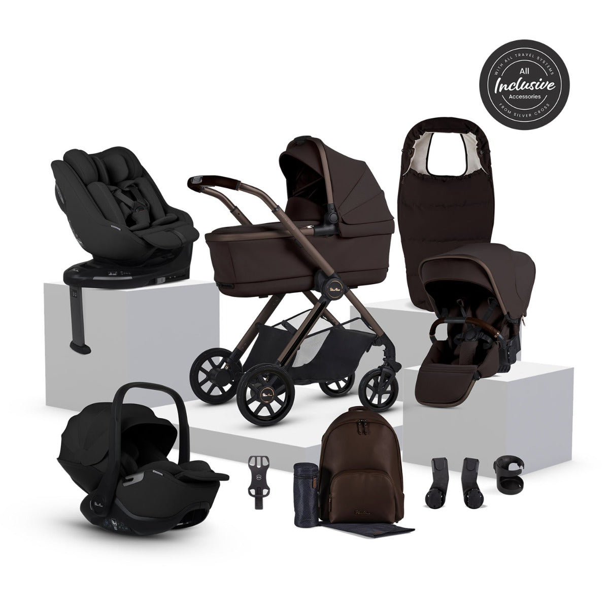 Silver Cross Reef 2 Special Edition Ultimate 360 Family Car Seat Bundle - Ganache