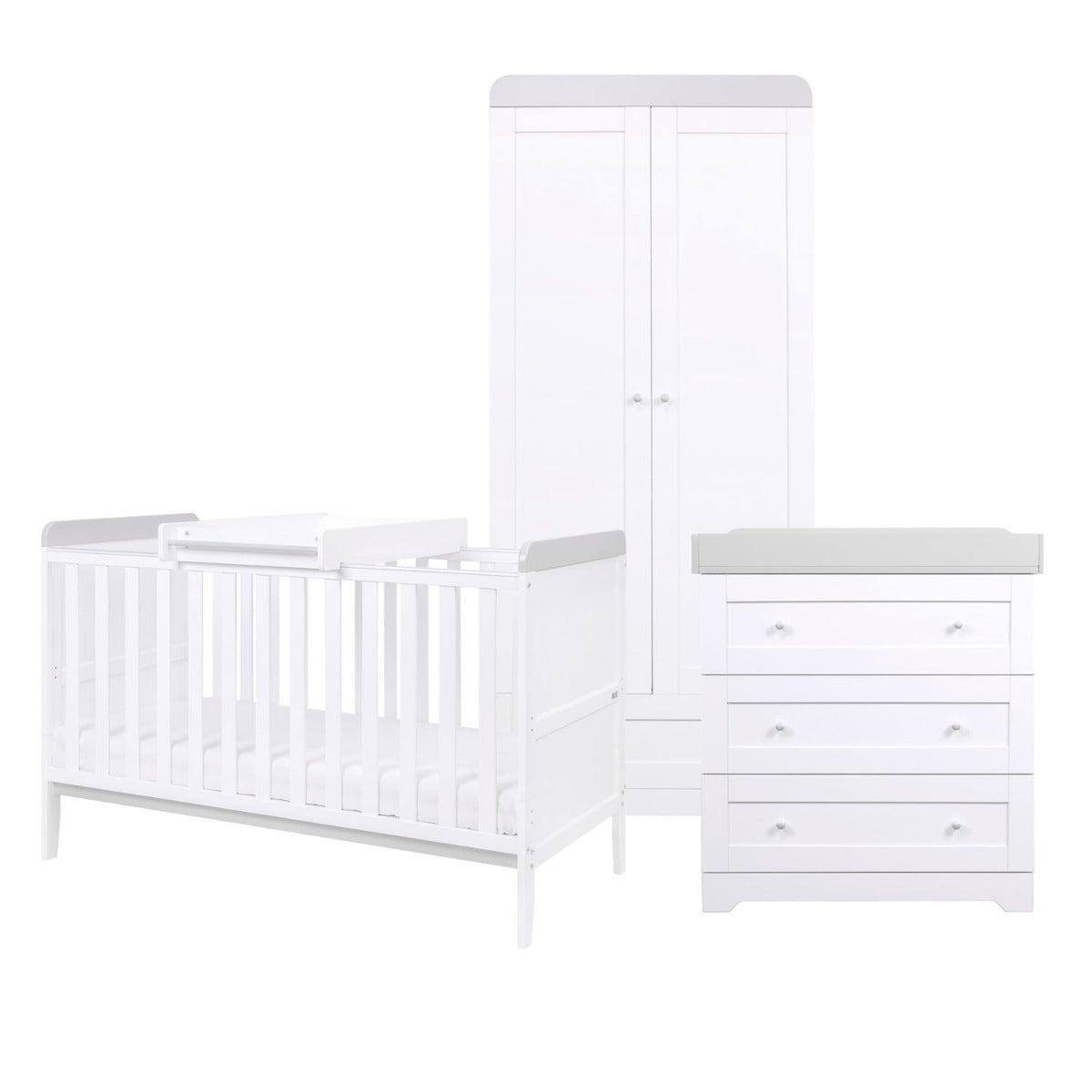 Tutti Bambini Rio 3pc Room Set - White/Dove Grey