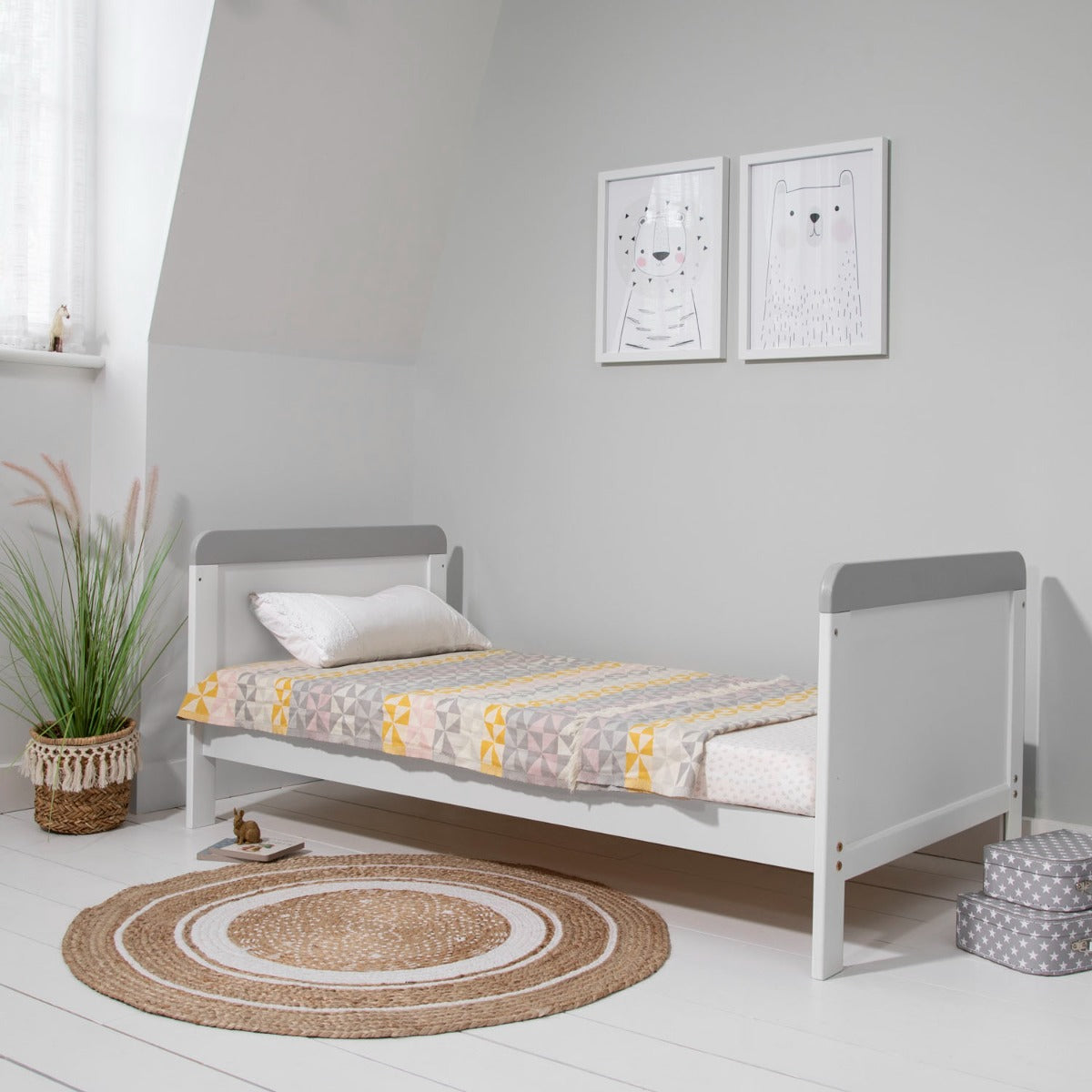 Tutti Bambini Rio Cot Bed with Cot Top Changer & Mattress - White/Dove Grey