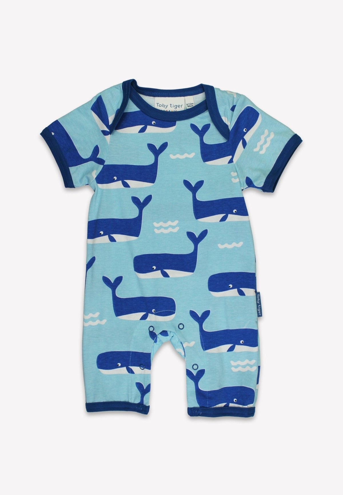 Toby Tiger Organic Whale Waves Print Romper