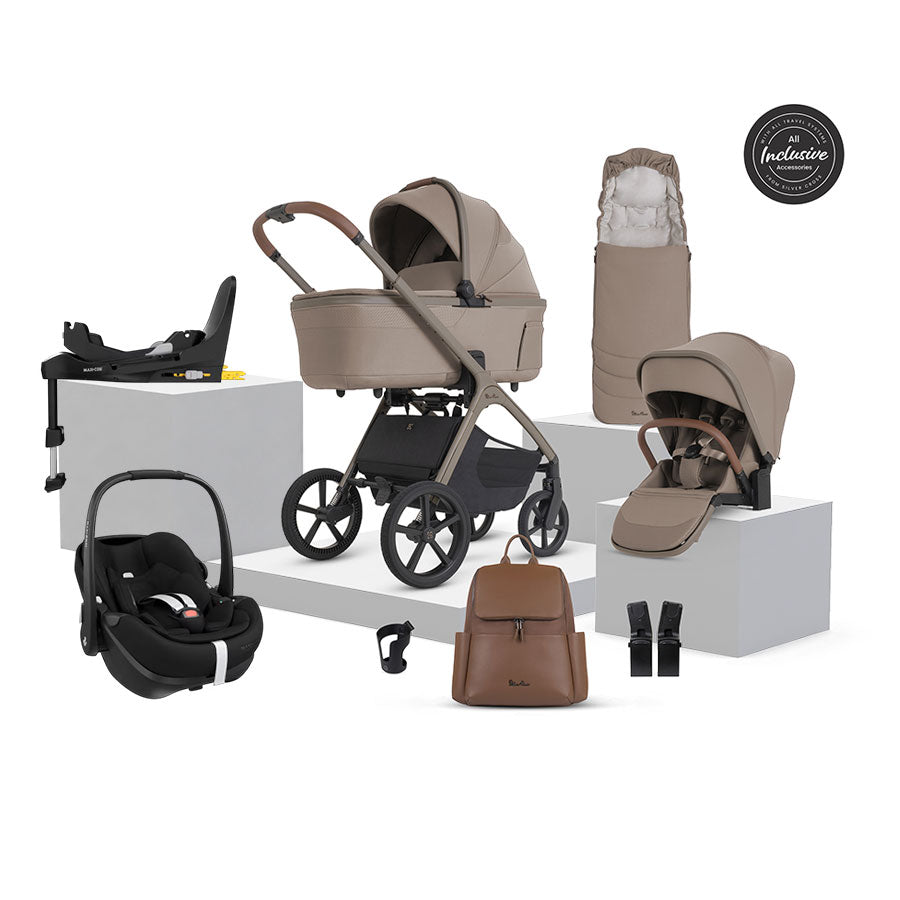 Silver Cross Cove 2 Ultimate Maxi-Cosi Pebble 360 Pro2 Car Seat Bundle - Champagne
