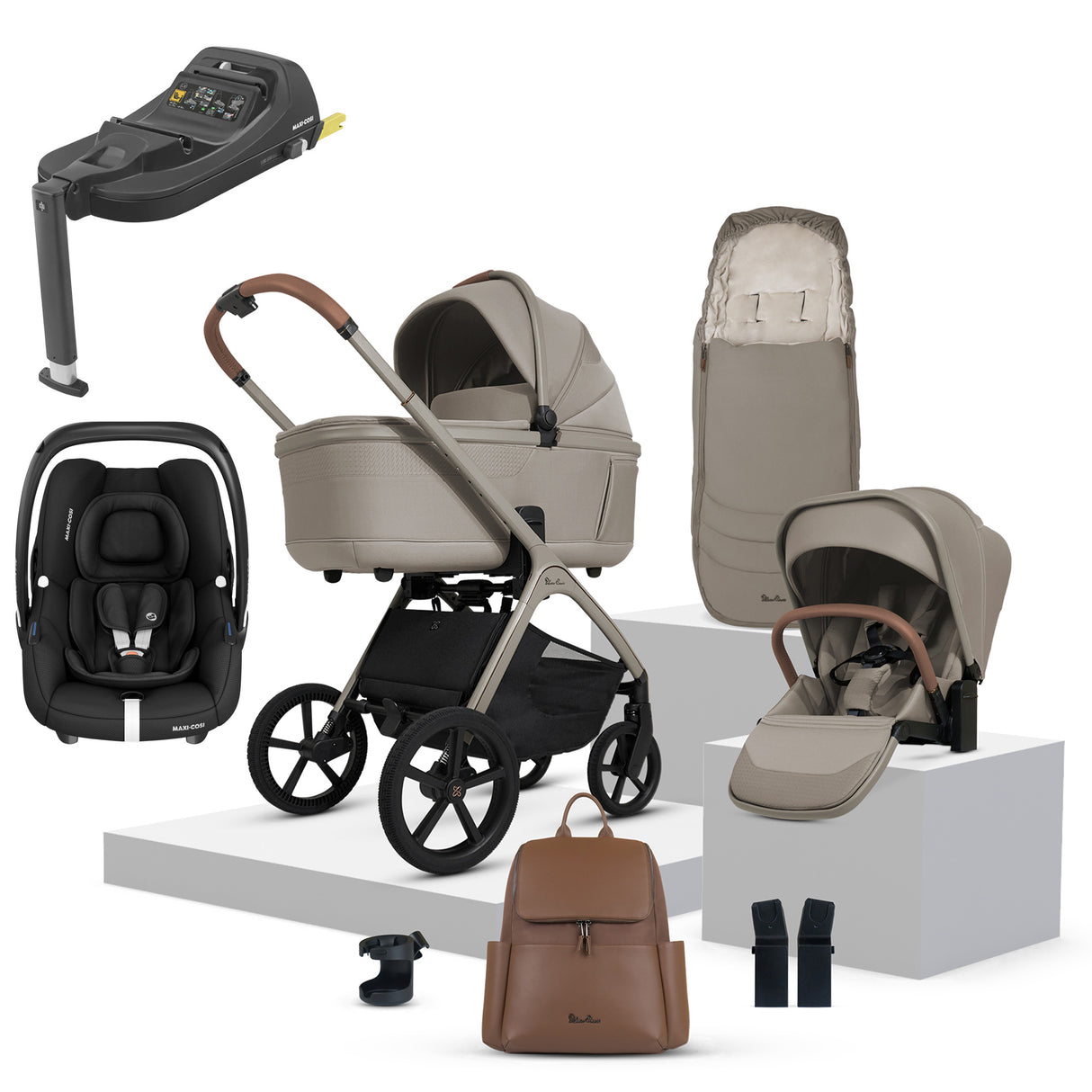Silver Cross Cove Ultimate Maxi-Cosi Cabriofix i-Size Car Seat Bundle - Champagne
