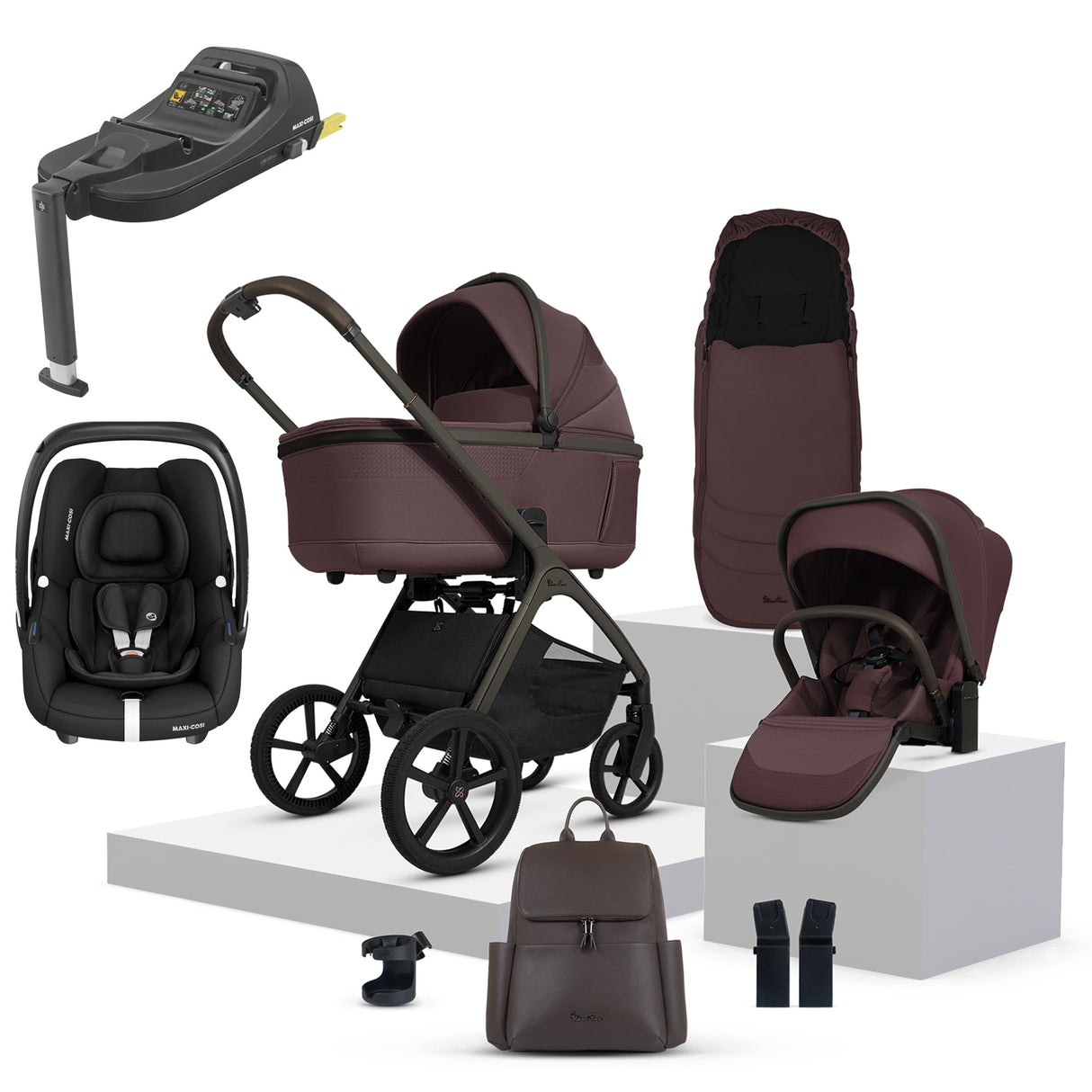 Silver Cross Cove Ultimate Maxi-Cosi Cabriofix i-Size Car Seat Bundle - Damson