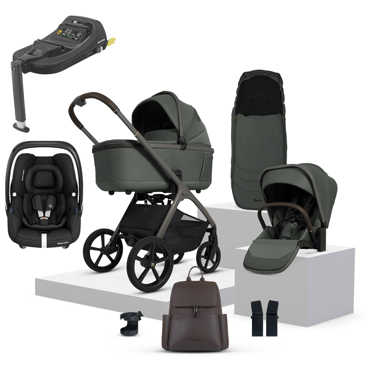 Silver Cross Cove Ultimate Maxi-Cosi Cabriofix i-Size Car Seat Bundle - Pewter