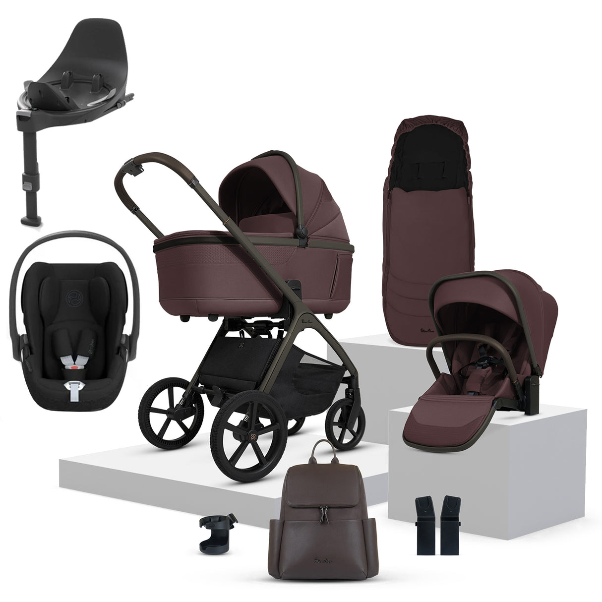 Silver Cross Cove Ultimate Cybex Cloud T Car Seat Bundle - Damson