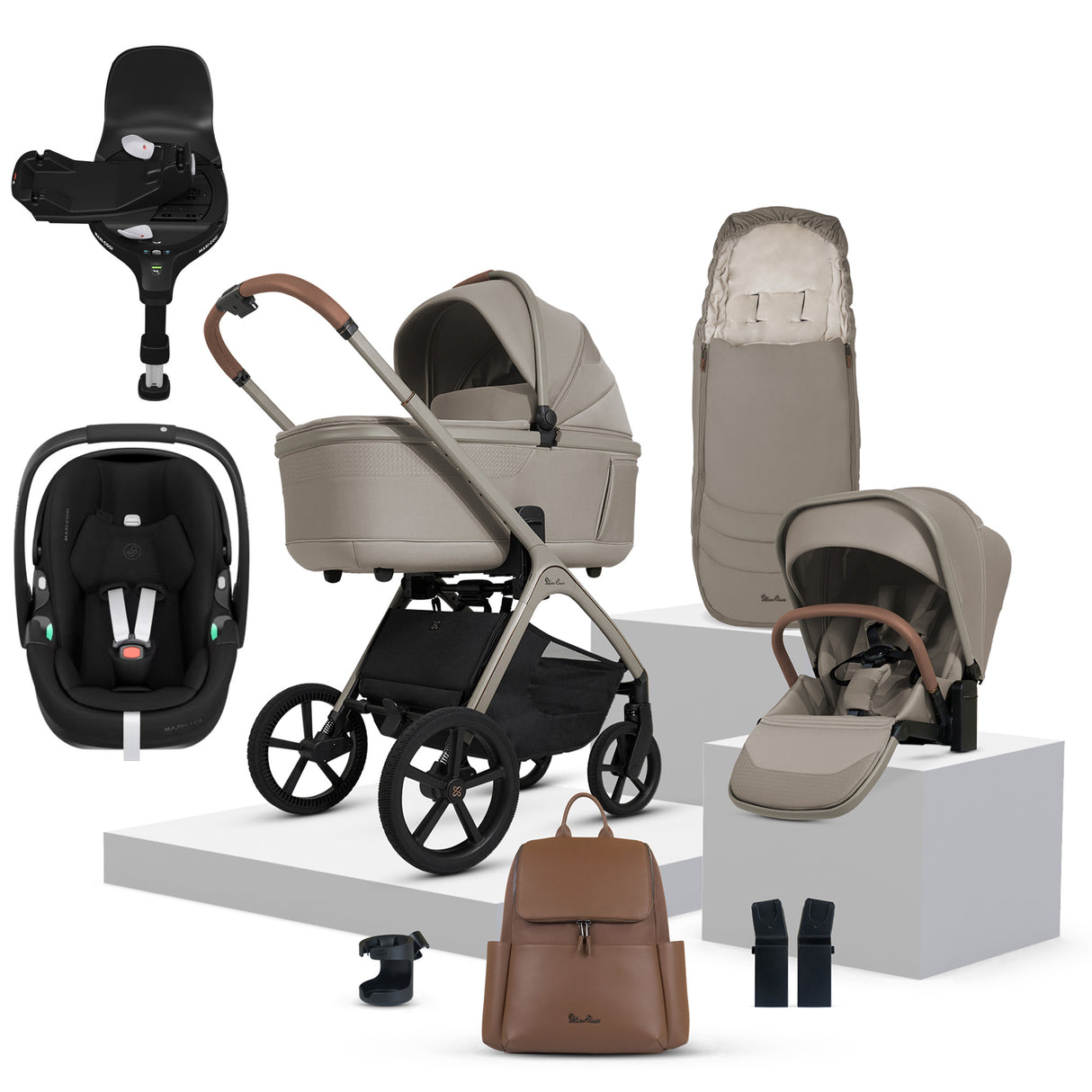 Silver Cross Cove Ultimate Maxi-Cosi Pebble 360 Pro2 Car Seat Bundle - Champagne