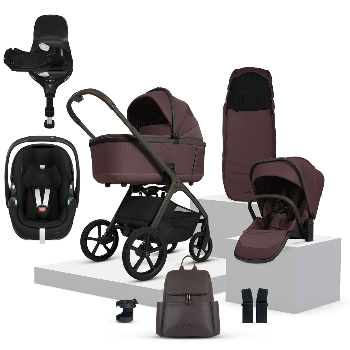 Silver Cross Cove Ultimate Maxi-Cosi Pebble 360 Pro2 Car Seat Bundle - Damson