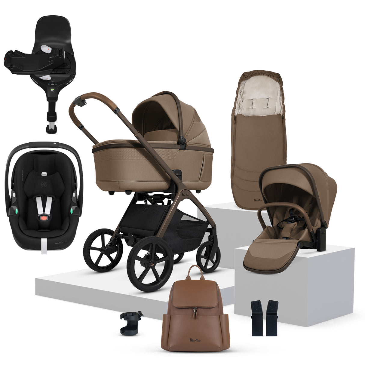 Silver Cross Cove Ultimate Maxi-Cosi Pebble 360 Pro2 Car Seat Bundle - Maple