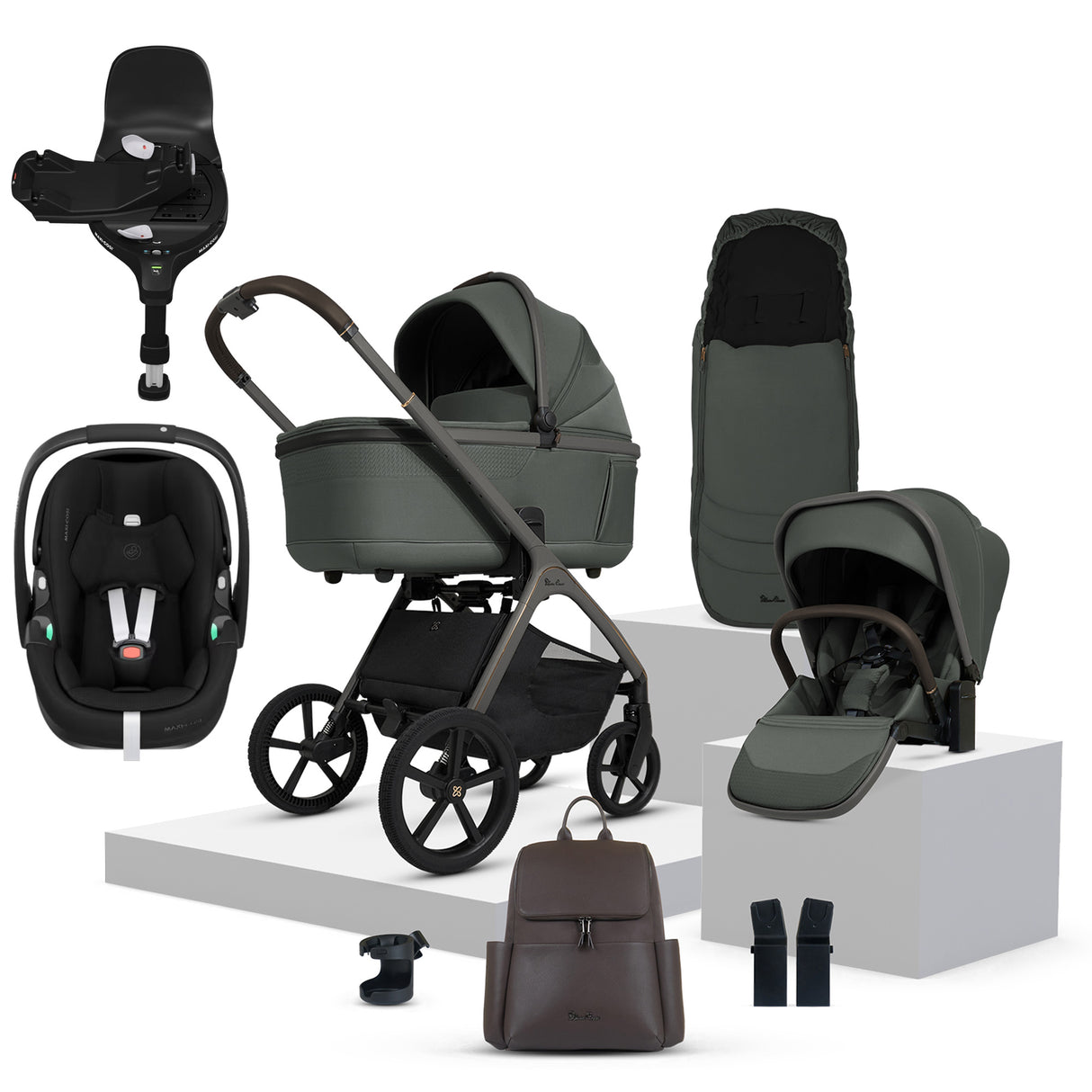 Silver Cross Cove Ultimate Maxi-Cosi Pebble 360 Pro2 Car Seat Bundle - Pewter