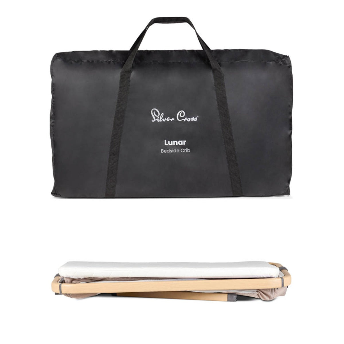 Silver Cross Lunar Bedside Crib - Oatmeal