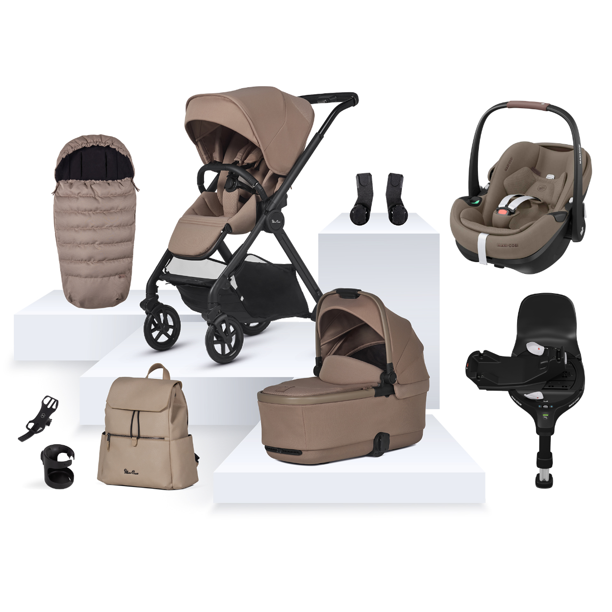 Silver Cross Reef 2 with Maxi-Cosi Pebble 360 Pro2 Ultimate Bundle - Mocha