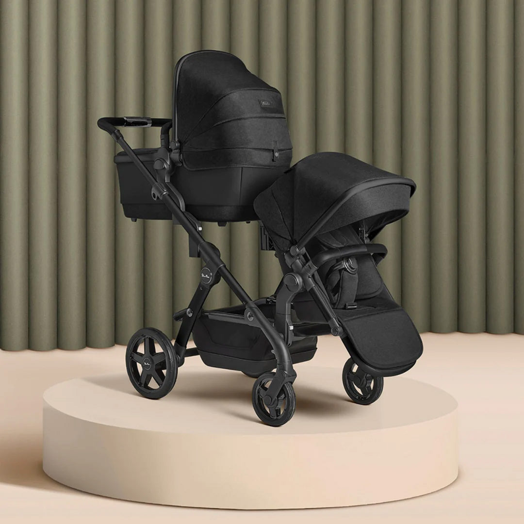 Silver Cross Wave 3 Twin Pram & Pushchair - Onyx